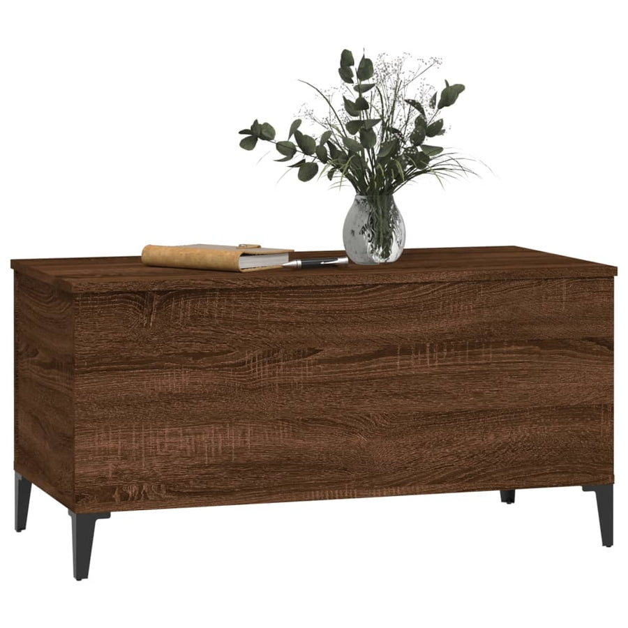 Salontafel 90X44,5X45 Cm Bewerkt Hout 90 x 44.5 x 45 cm bruin eikenkleur