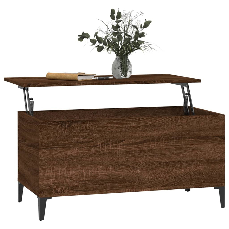 Salontafel 90X44,5X45 Cm Bewerkt Hout 90 x 44.5 x 45 cm bruin eikenkleur