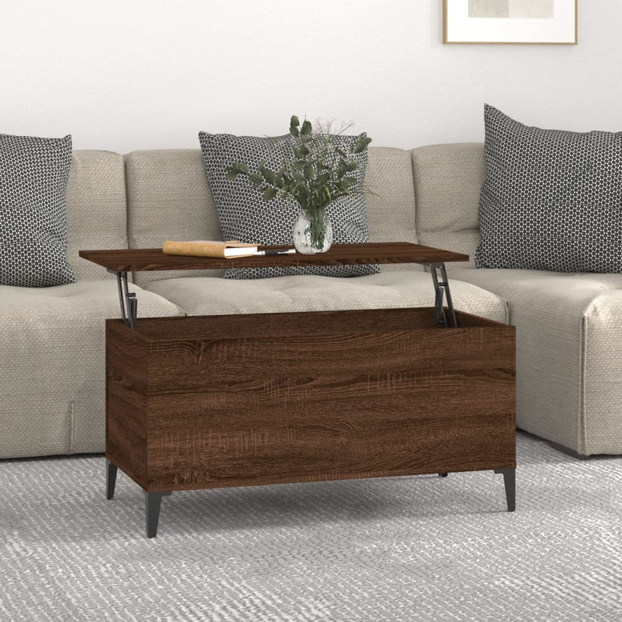 Salontafel 90X44,5X45 Cm Bewerkt Hout 90 x 44.5 x 45 cm bruin eikenkleur
