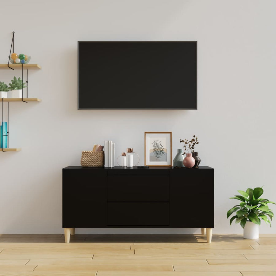 Tv-Meubel 02X44,5X50 Cm Bewerkt Hout Zwart