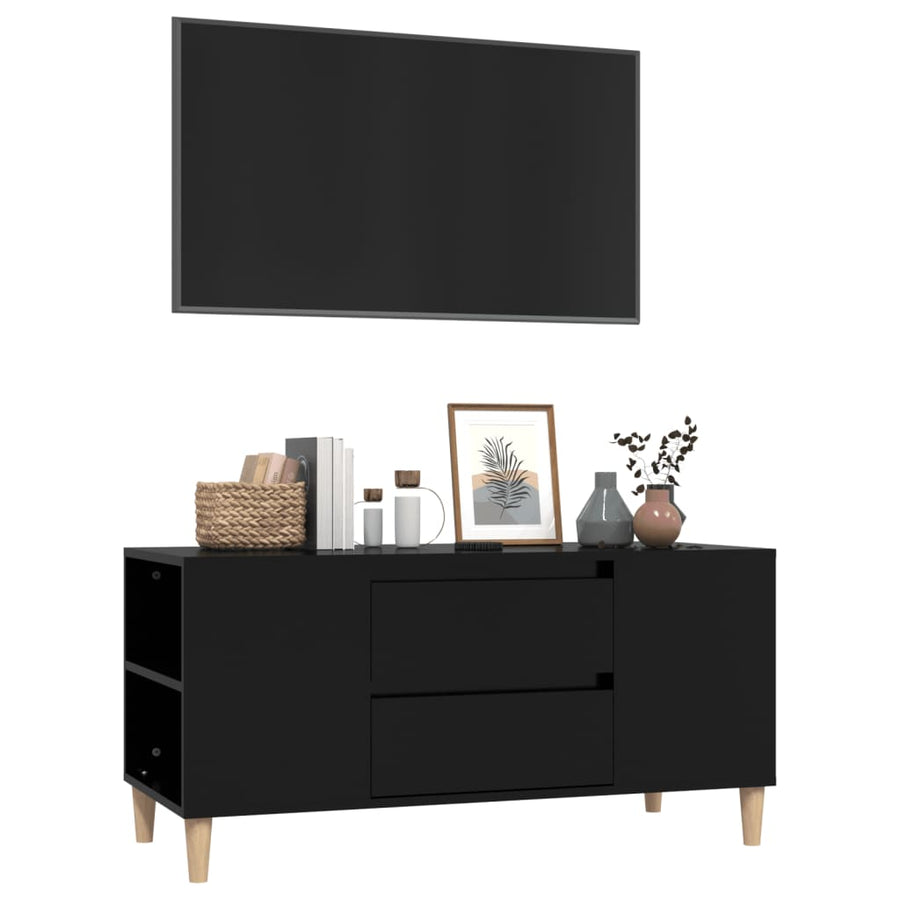 Tv-Meubel 02X44,5X50 Cm Bewerkt Hout Zwart
