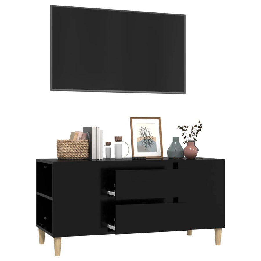 Tv-Meubel 02X44,5X50 Cm Bewerkt Hout Zwart