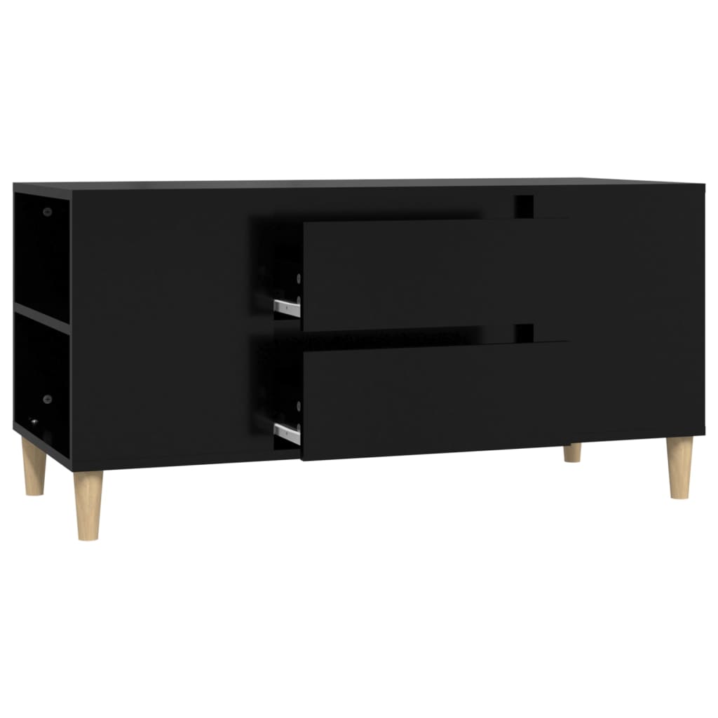 Tv-Meubel 02X44,5X50 Cm Bewerkt Hout Zwart