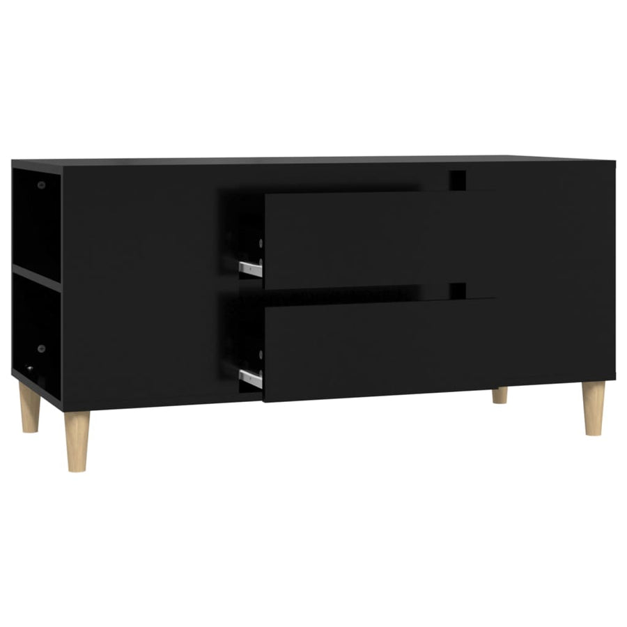 Tv-Meubel 02X44,5X50 Cm Bewerkt Hout Zwart