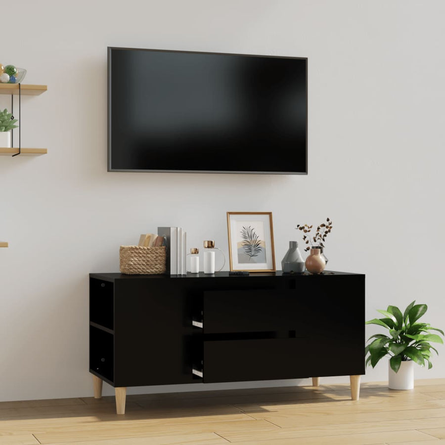 Tv-Meubel 02X44,5X50 Cm Bewerkt Hout Zwart