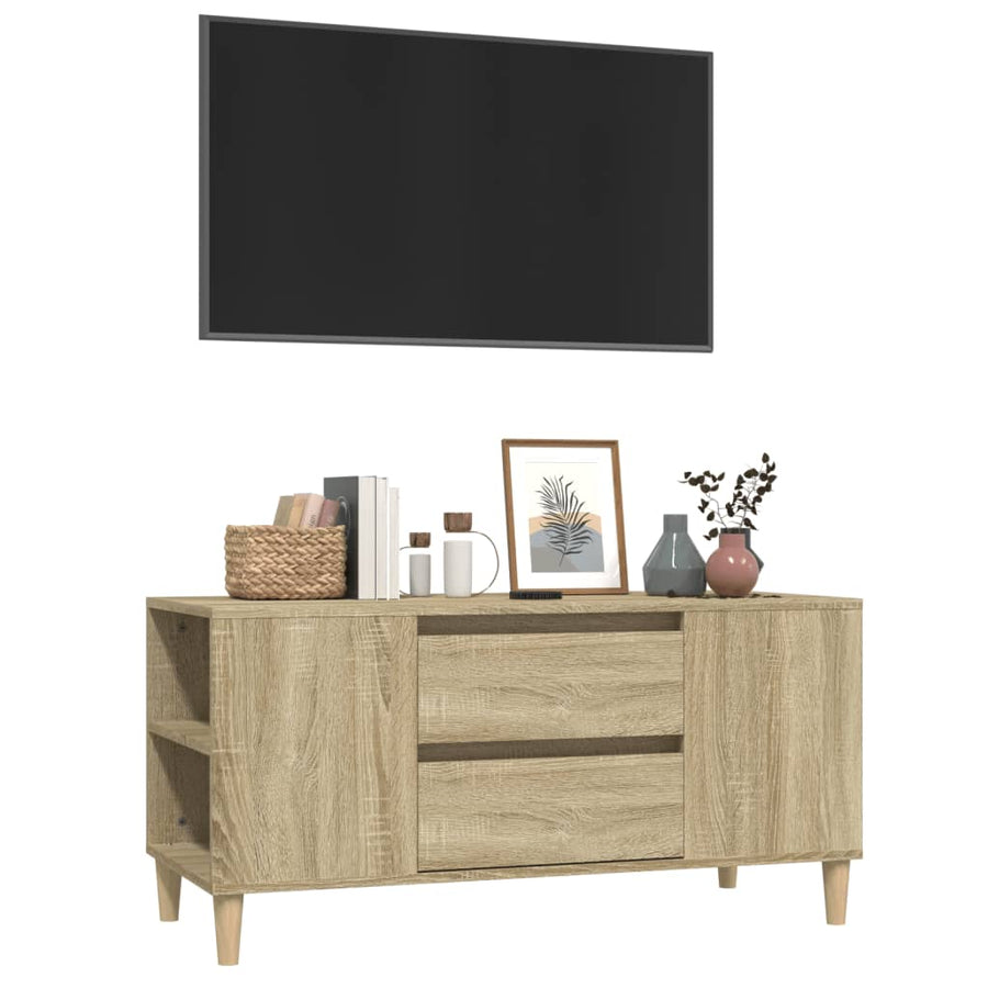 Tv-Meubel 02X44,5X50 Cm Bewerkt Hout Kleurig Sonoma eiken