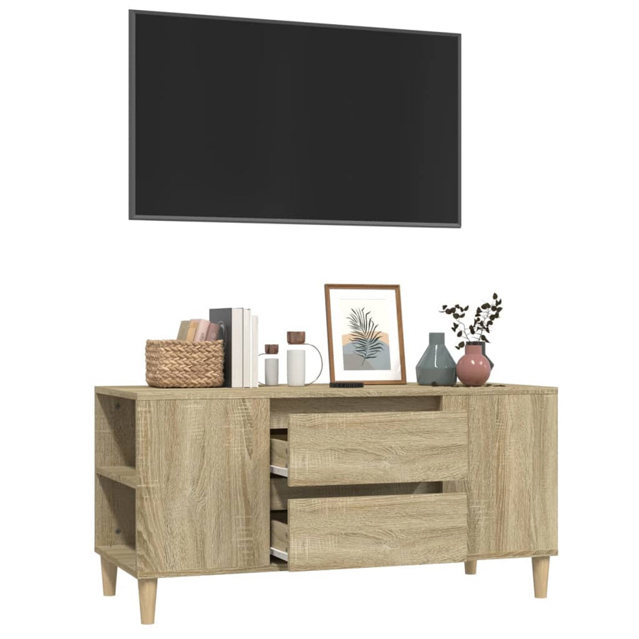Tv-Meubel 02X44,5X50 Cm Bewerkt Hout Kleurig Sonoma eiken