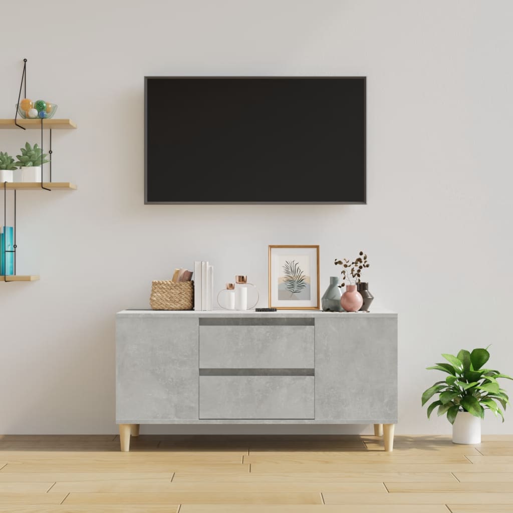 Tv-Meubel 02X44,5X50 Cm Bewerkt Hout Betongrijs