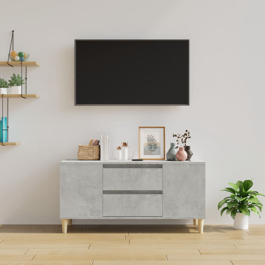 Tv-Meubel 02X44,5X50 Cm Bewerkt Hout Betongrijs