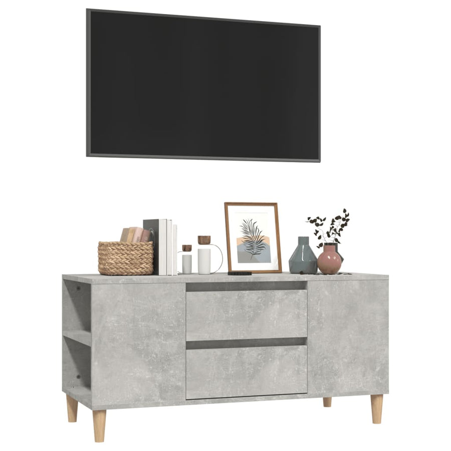 Tv-Meubel 02X44,5X50 Cm Bewerkt Hout Betongrijs