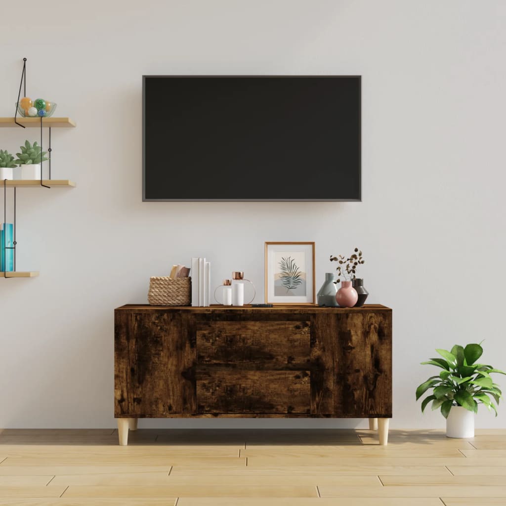 Tv-Meubel 02X44,5X50 Cm Bewerkt Hout Kleurig Gerookt eiken