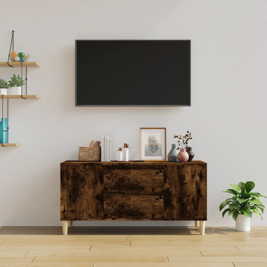 Tv-Meubel 02X44,5X50 Cm Bewerkt Hout Kleurig Gerookt eiken