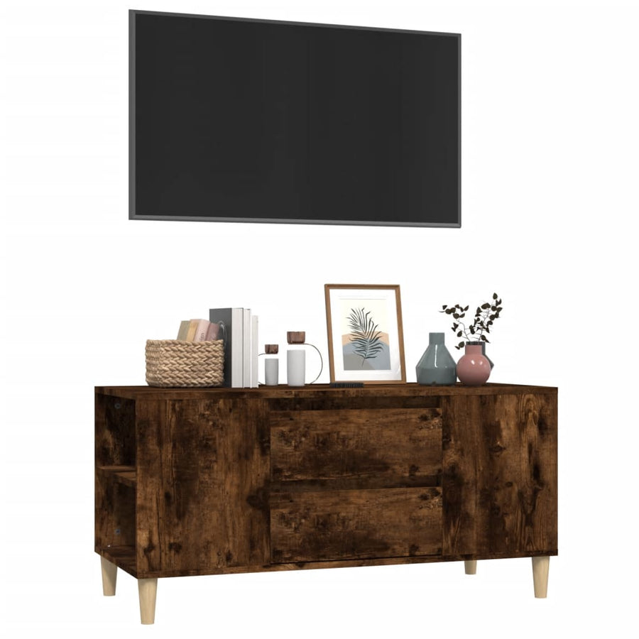 Tv-Meubel 02X44,5X50 Cm Bewerkt Hout Kleurig Gerookt eiken