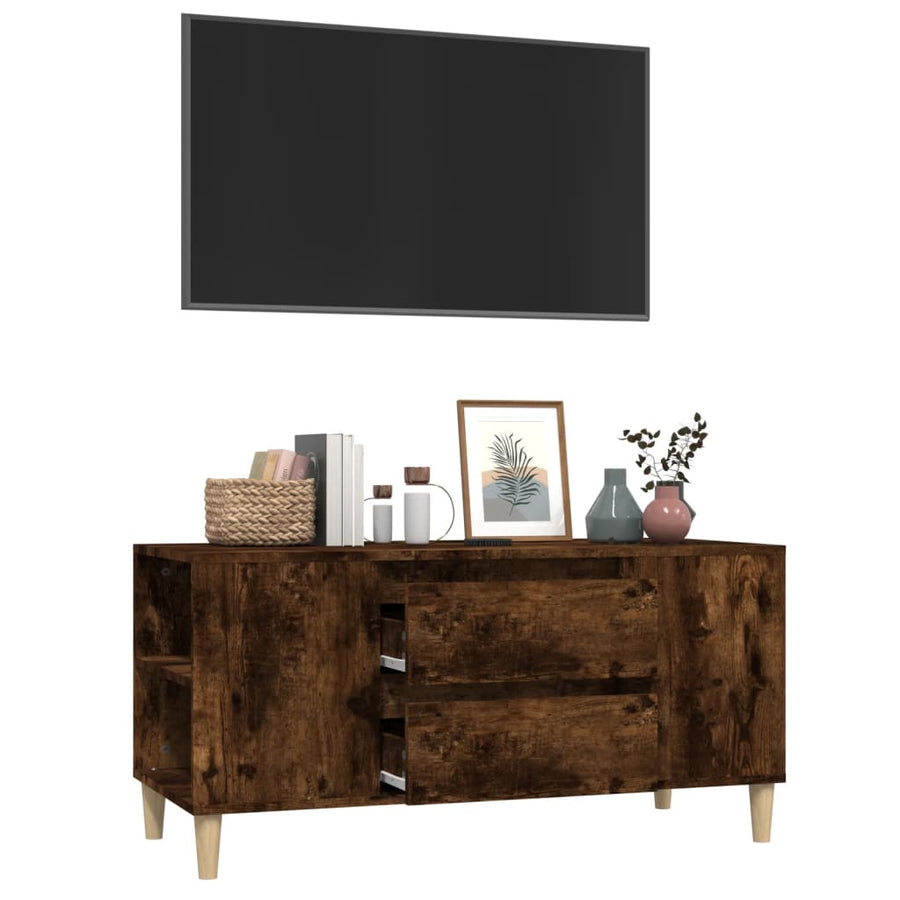 Tv-Meubel 02X44,5X50 Cm Bewerkt Hout Kleurig Gerookt eiken