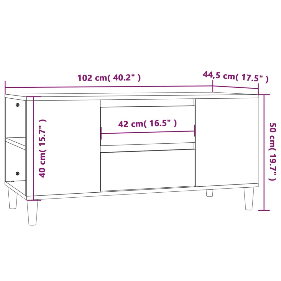 Tv-Meubel 02X44,5X50 Cm Bewerkt Hout Kleurig Gerookt eiken