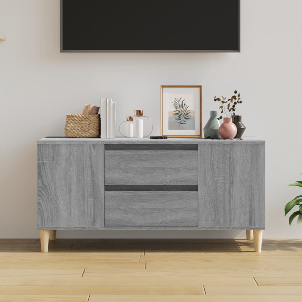 Tv-Meubel 02X44,5X50 Cm Bewerkt Hout Eikenkleurig Grijs sonoma
