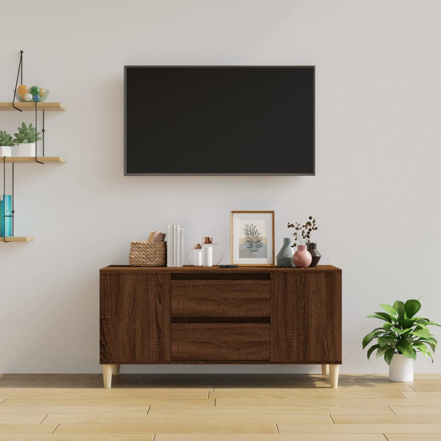 Tv-Meubel 02X44,5X50 Cm Bewerkt Hout Bruin Eikenkleur Bruineiken