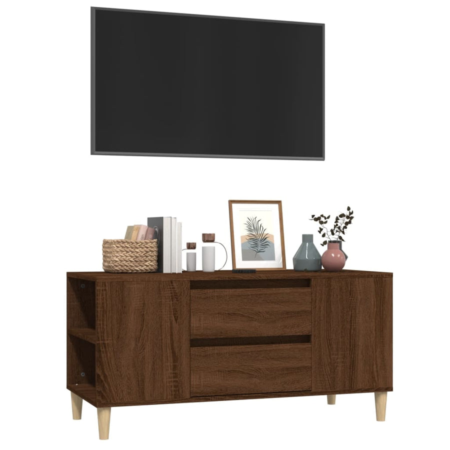 Tv-Meubel 02X44,5X50 Cm Bewerkt Hout Bruin Eikenkleur Bruineiken