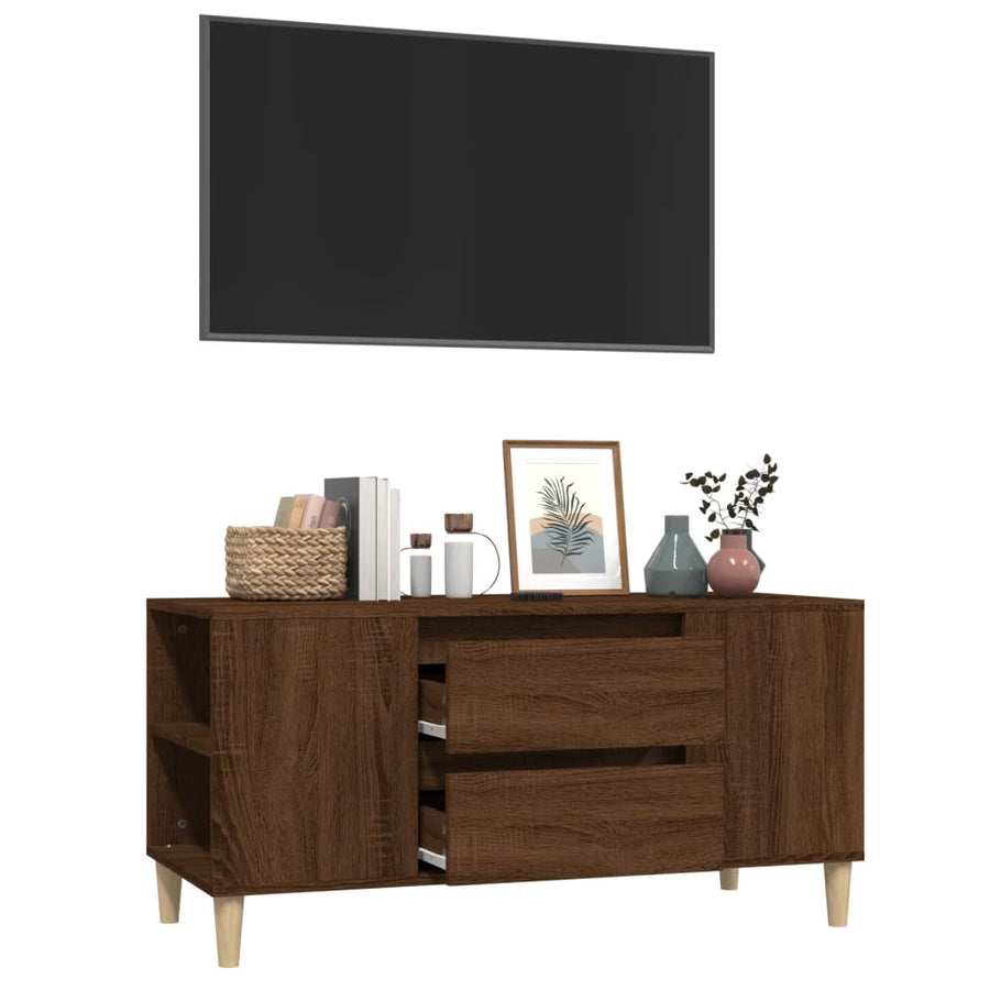 Tv-Meubel 02X44,5X50 Cm Bewerkt Hout Bruin Eikenkleur Bruineiken