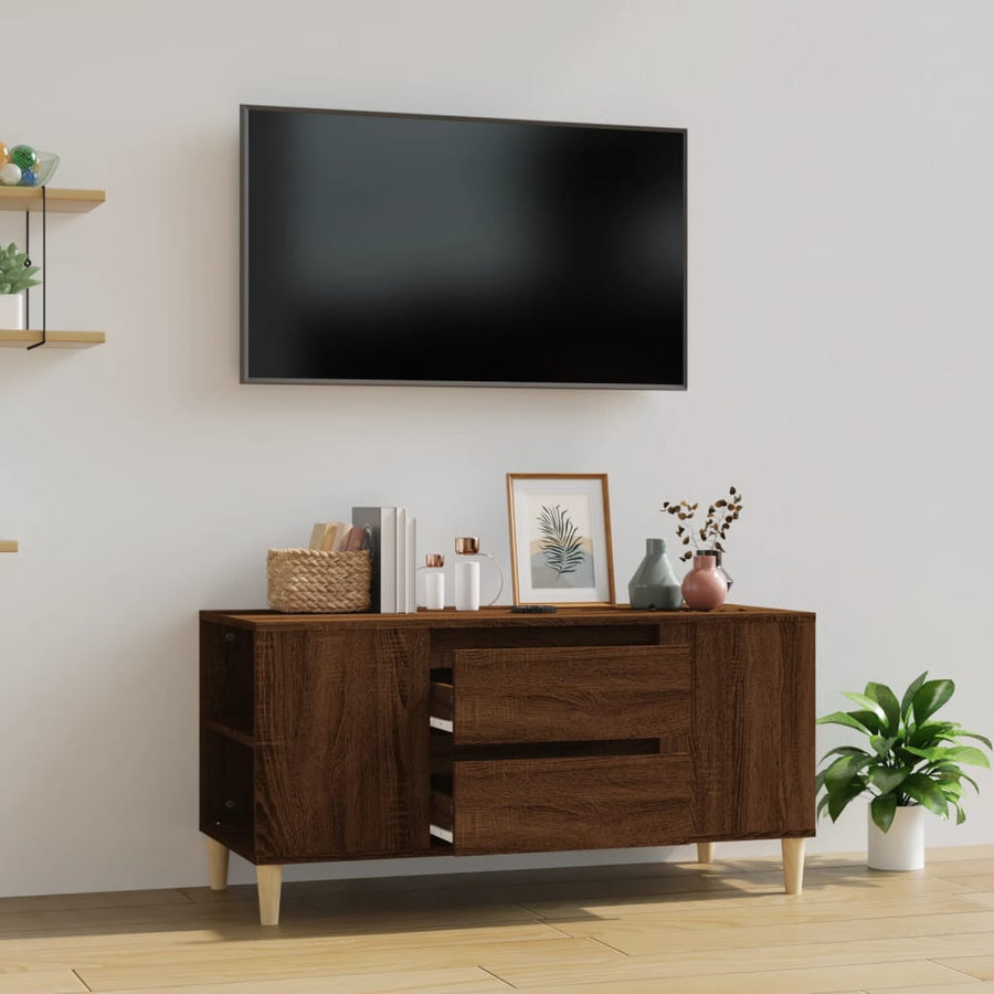 Tv-Meubel 02X44,5X50 Cm Bewerkt Hout Bruin Eikenkleur Bruineiken