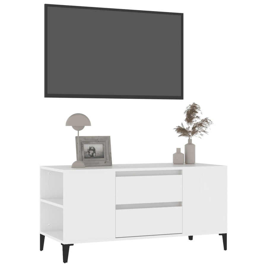 Tv-Meubel 02X44,5X50 Cm Bewerkt Hout Wit