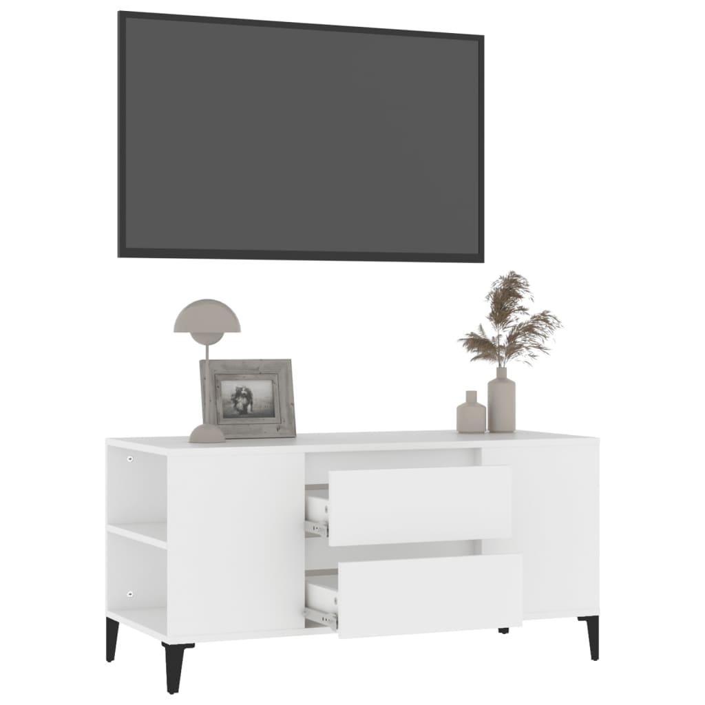 Tv-Meubel 02X44,5X50 Cm Bewerkt Hout Wit