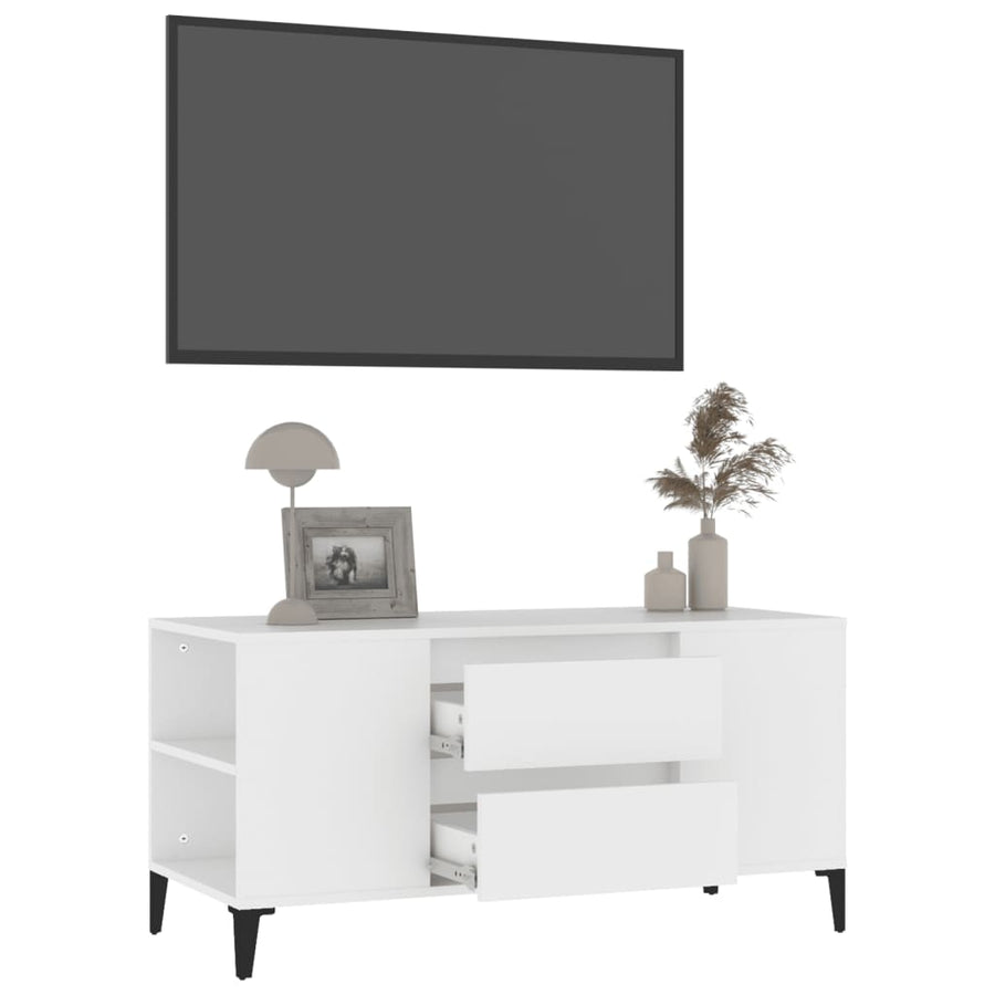 Tv-Meubel 02X44,5X50 Cm Bewerkt Hout Wit