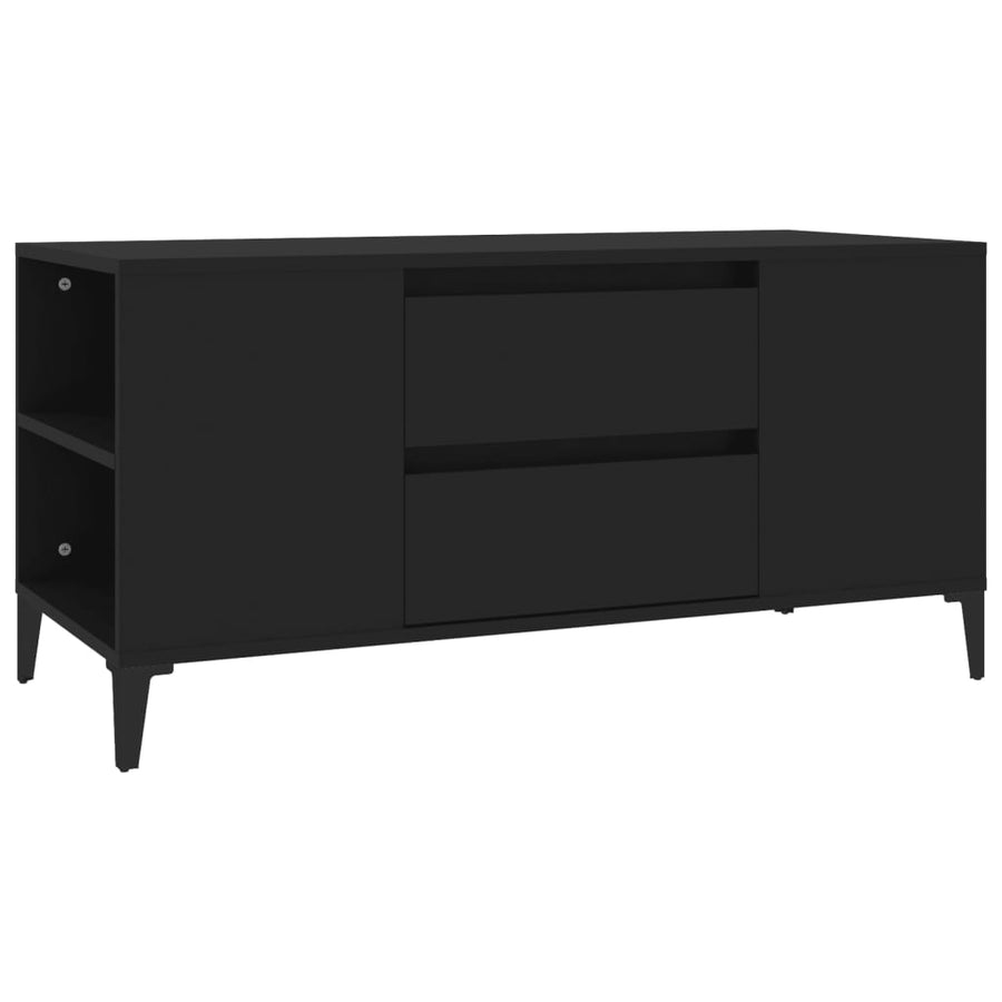 Tv-Meubel 02X44,5X50 Cm Bewerkt Hout Zwart