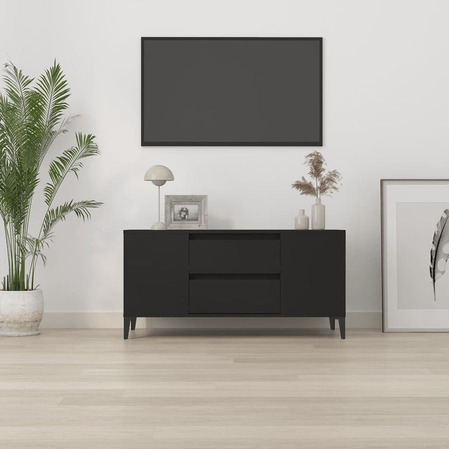 Tv-Meubel 02X44,5X50 Cm Bewerkt Hout Zwart