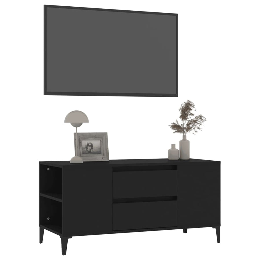 Tv-Meubel 02X44,5X50 Cm Bewerkt Hout Zwart