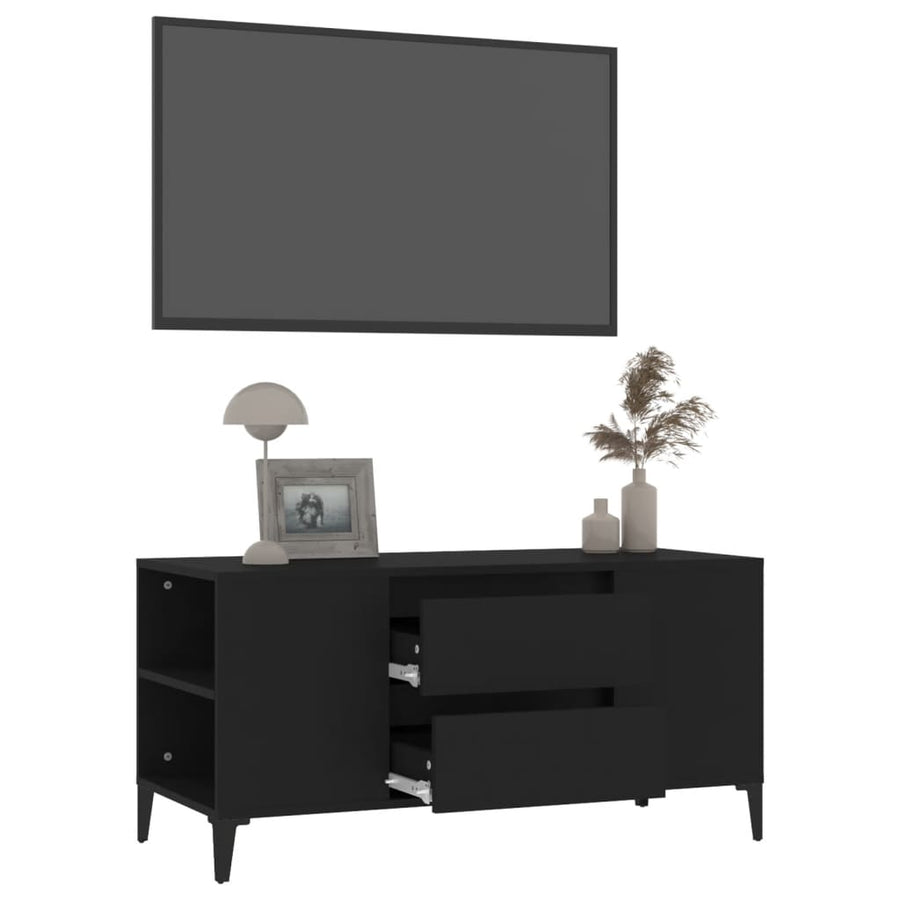 Tv-Meubel 02X44,5X50 Cm Bewerkt Hout Zwart