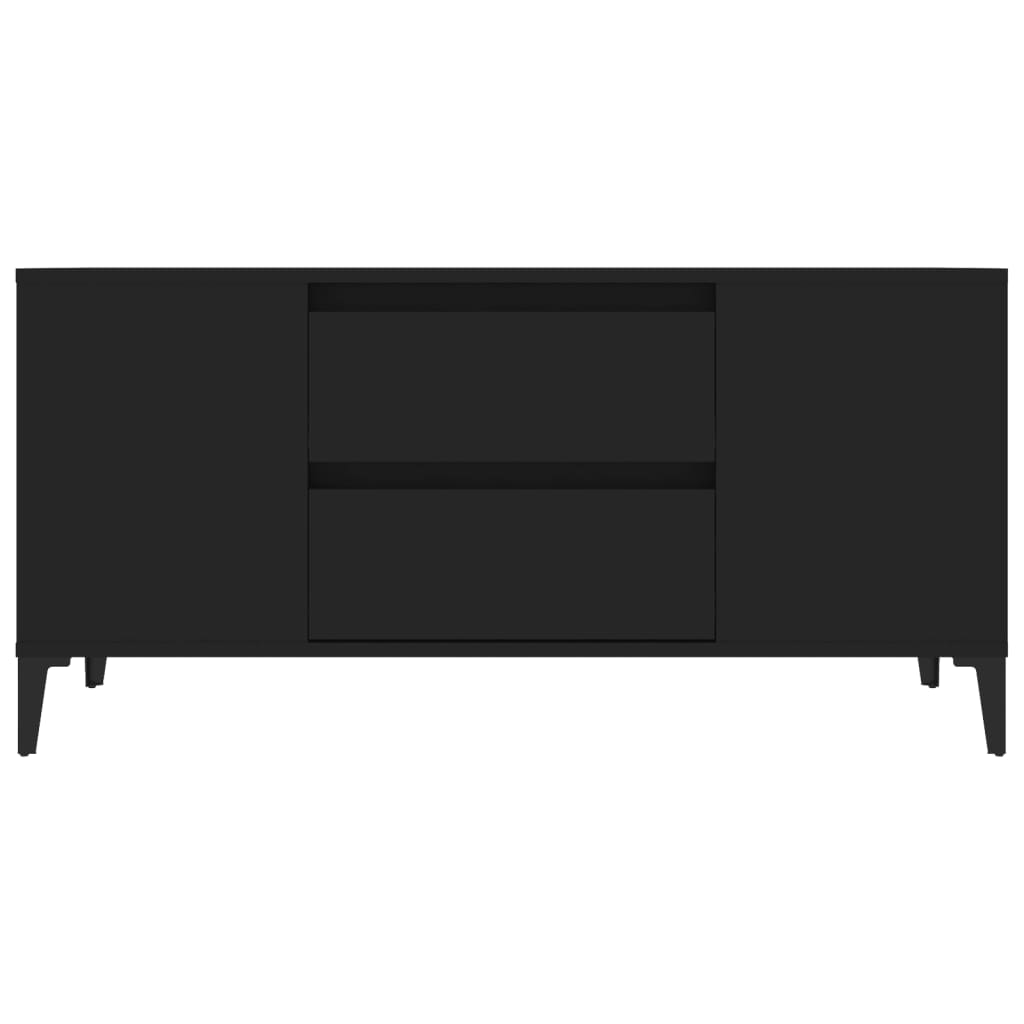 Tv-Meubel 02X44,5X50 Cm Bewerkt Hout Zwart