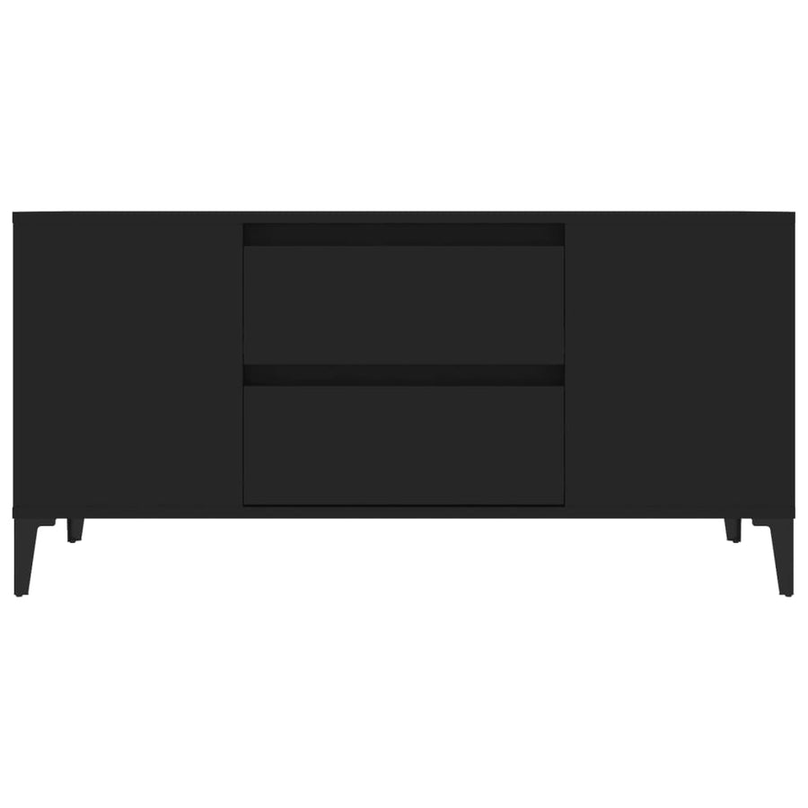 Tv-Meubel 02X44,5X50 Cm Bewerkt Hout Zwart