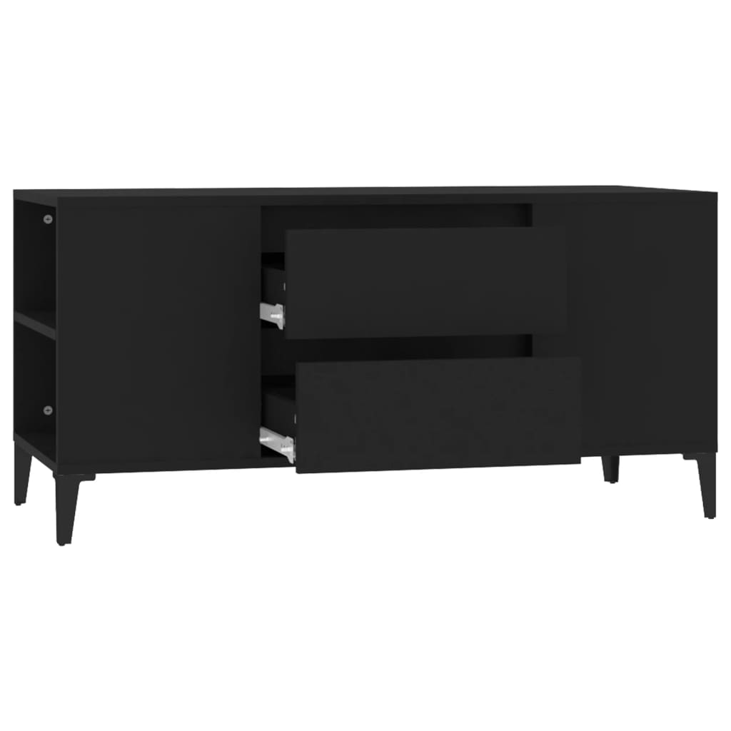 Tv-Meubel 02X44,5X50 Cm Bewerkt Hout Zwart
