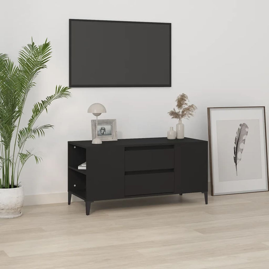 Tv-Meubel 02X44,5X50 Cm Bewerkt Hout Zwart