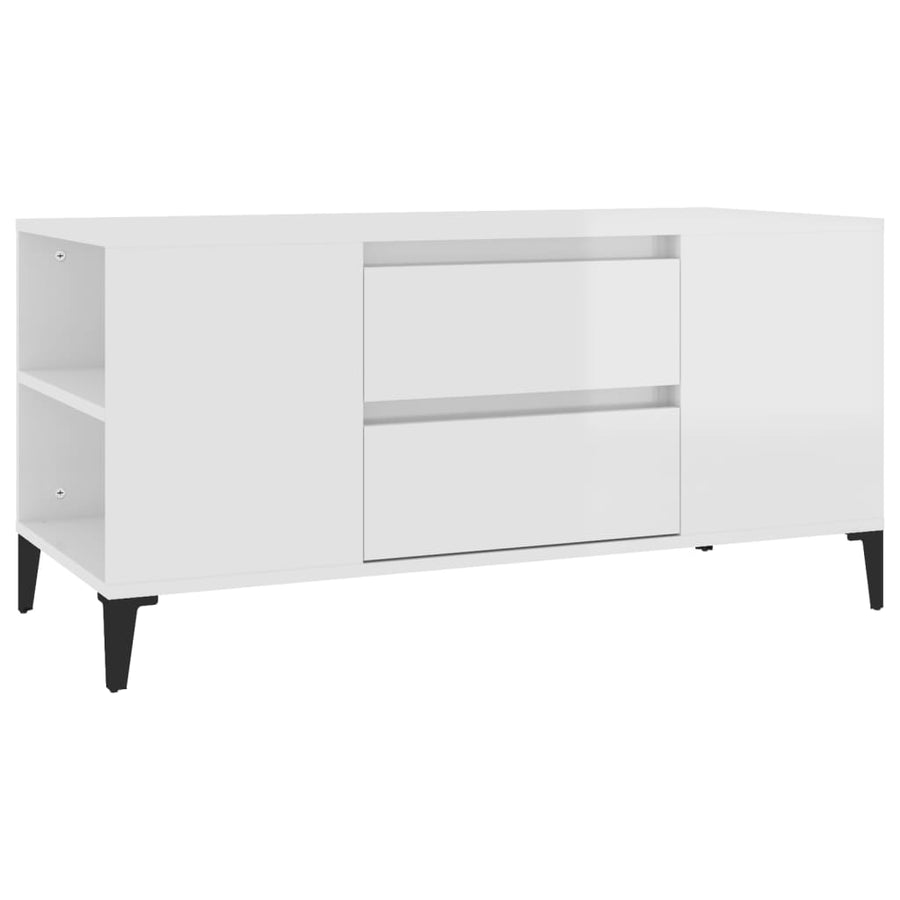 Tv-Meubel 02X44,5X50 Cm Bewerkt Hout Hoogglans wit