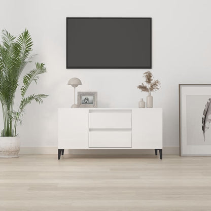 Tv-Meubel 02X44,5X50 Cm Bewerkt Hout Hoogglans wit