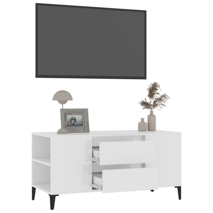 Tv-Meubel 02X44,5X50 Cm Bewerkt Hout Hoogglans wit