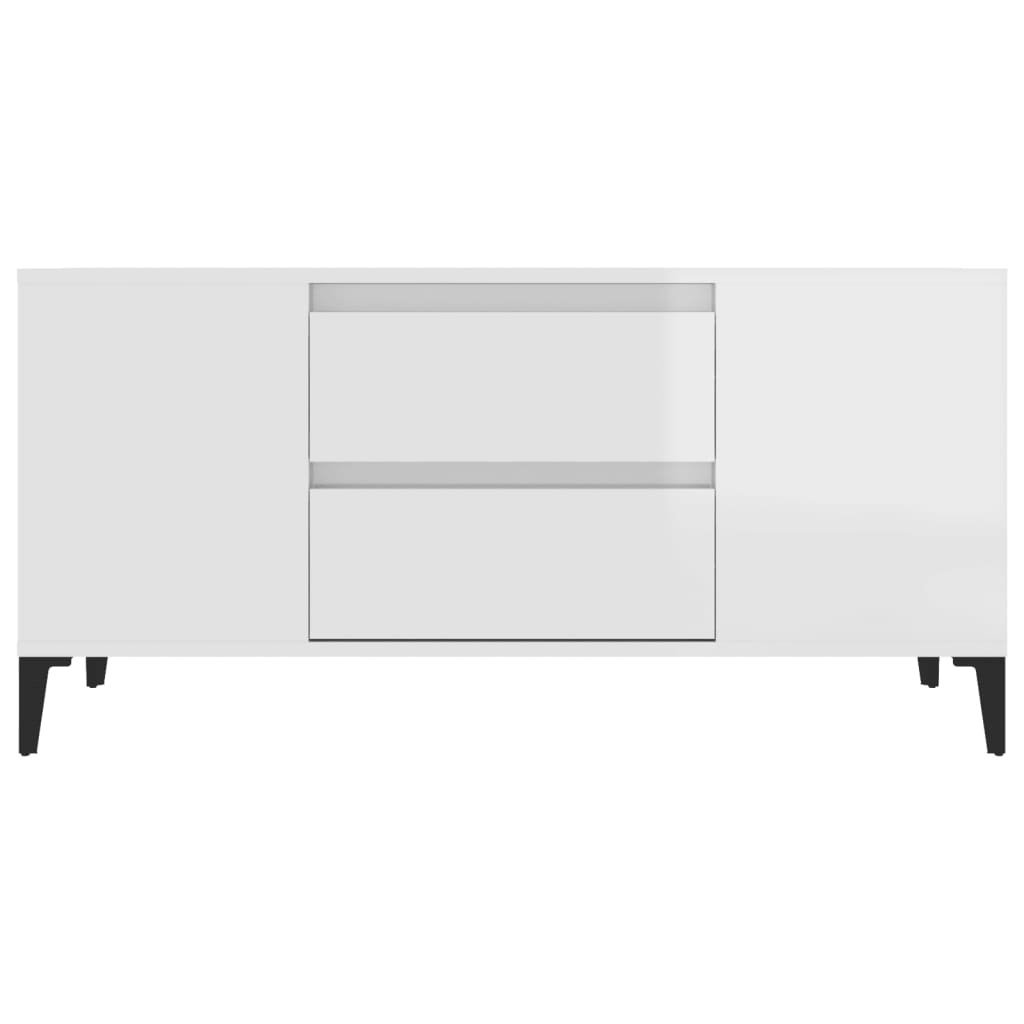 Tv-Meubel 02X44,5X50 Cm Bewerkt Hout Hoogglans wit