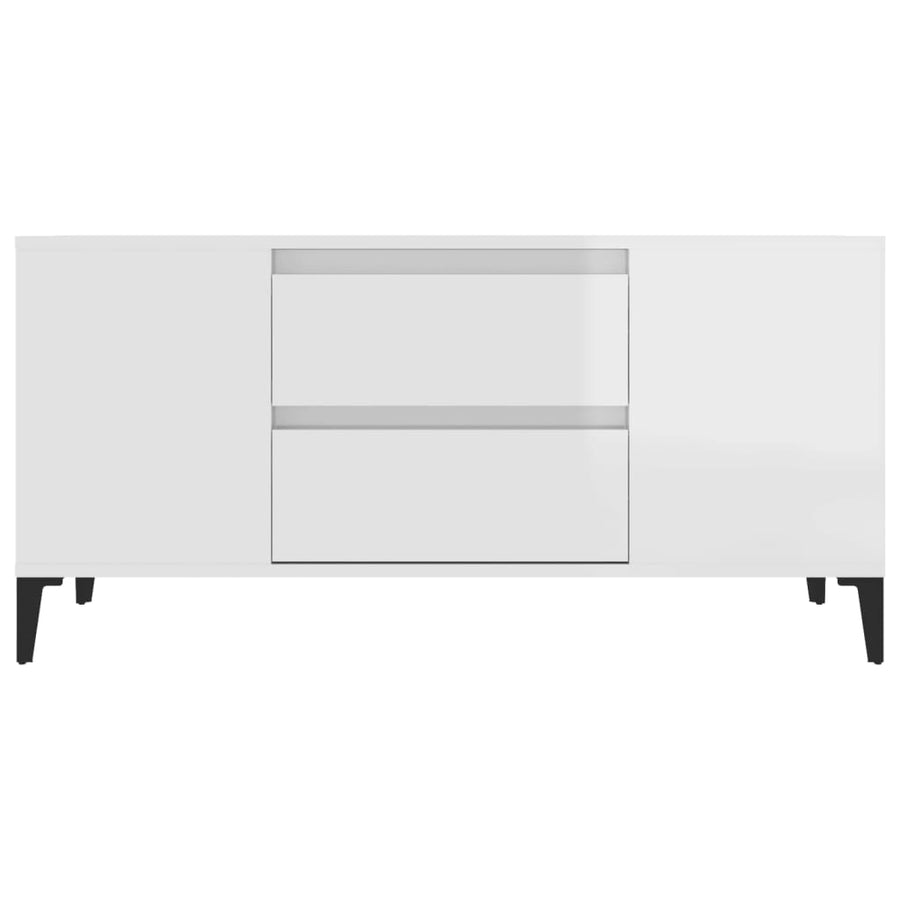 Tv-Meubel 02X44,5X50 Cm Bewerkt Hout Hoogglans wit
