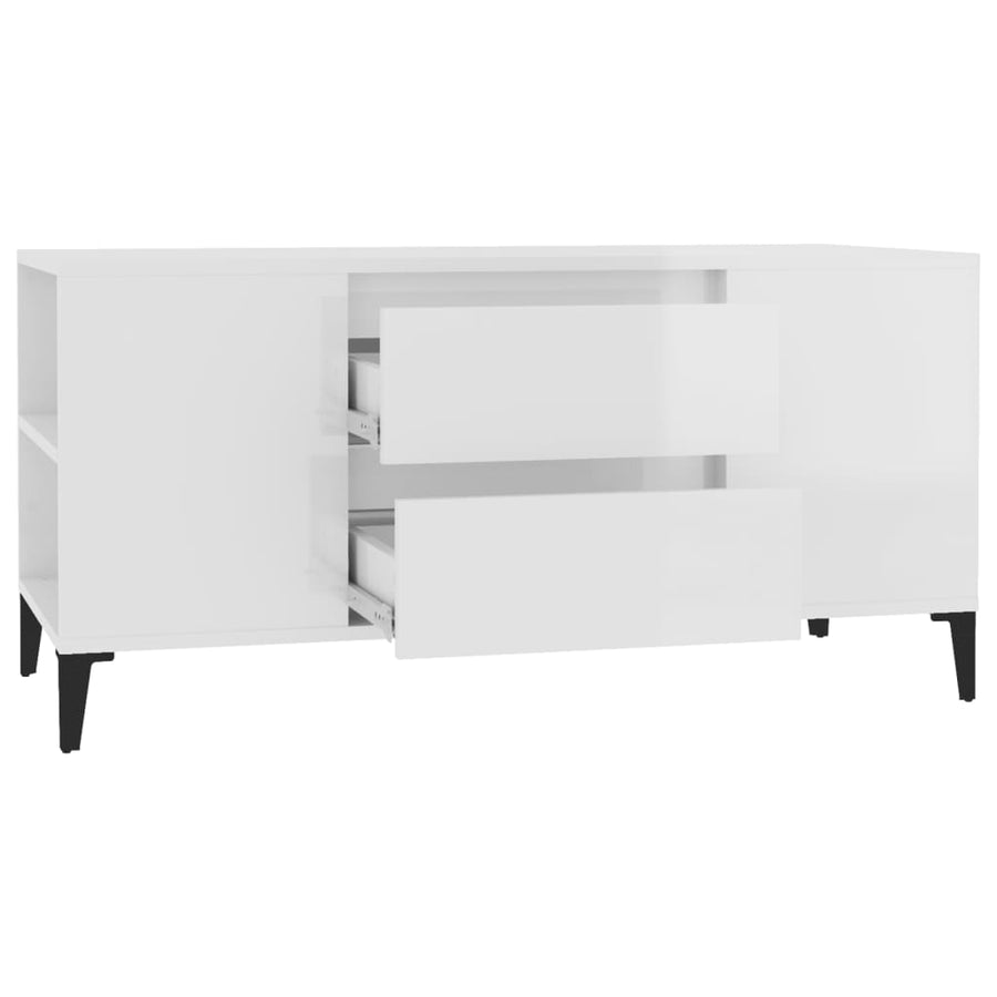Tv-Meubel 02X44,5X50 Cm Bewerkt Hout Hoogglans wit