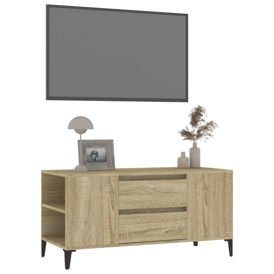 Tv-Meubel 02X44,5X50 Cm Bewerkt Hout Kleurig Sonoma eiken