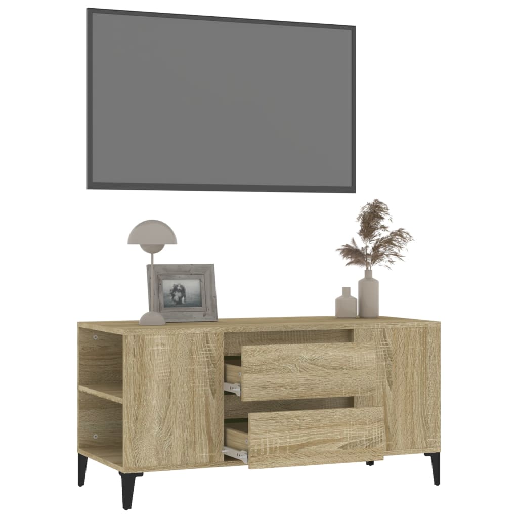 Tv-Meubel 02X44,5X50 Cm Bewerkt Hout Kleurig Sonoma eiken