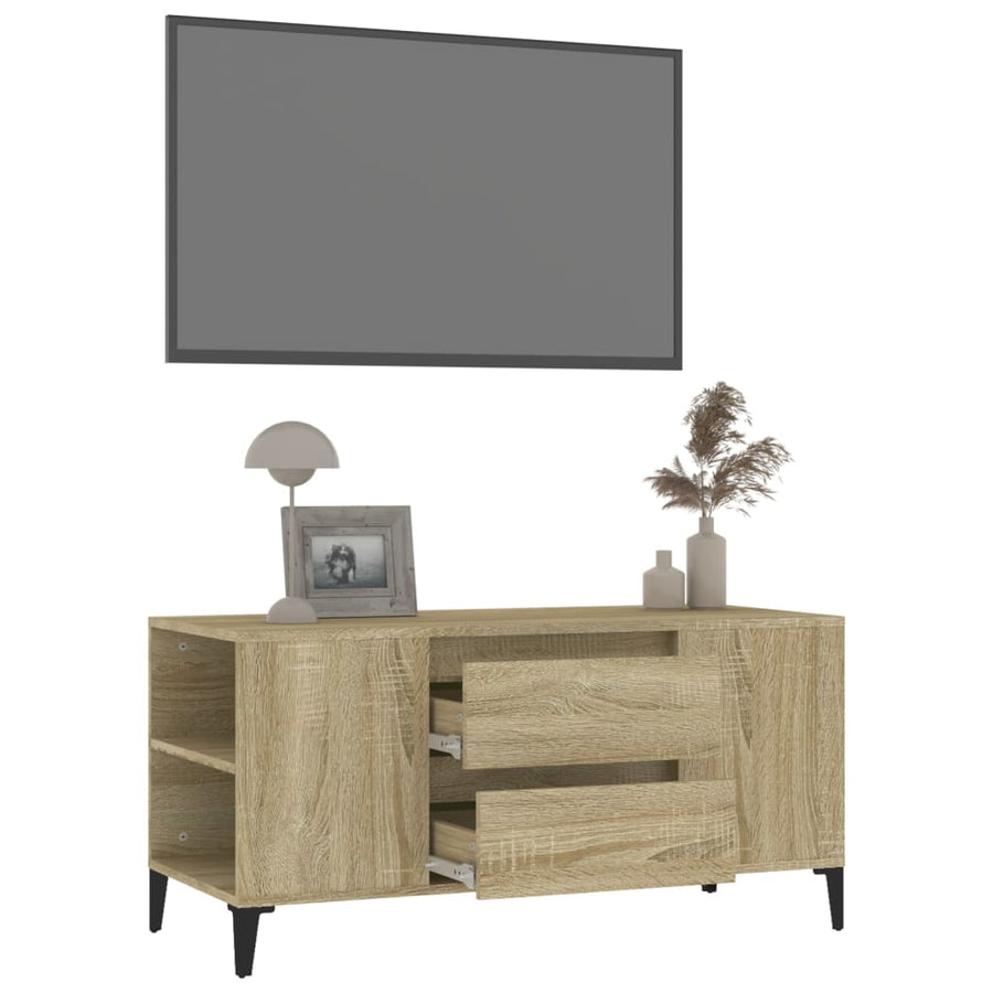 Tv-Meubel 02X44,5X50 Cm Bewerkt Hout Kleurig Sonoma eiken