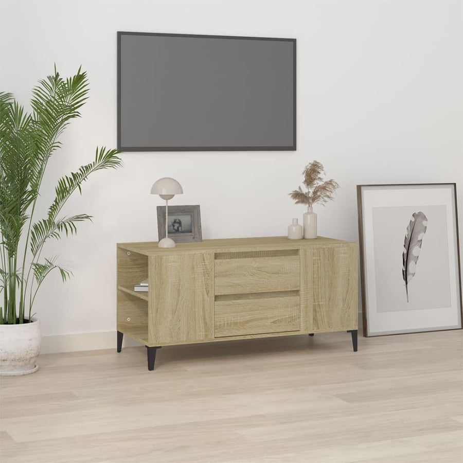Tv-Meubel 02X44,5X50 Cm Bewerkt Hout Kleurig Sonoma eiken