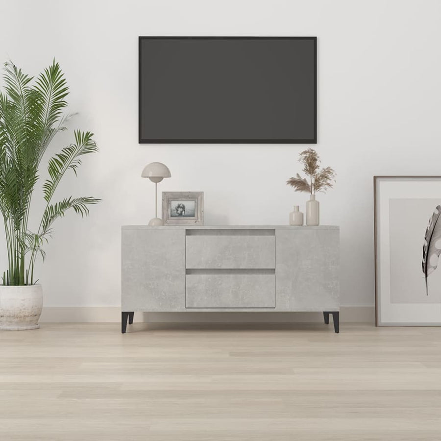 Tv-Meubel 02X44,5X50 Cm Bewerkt Hout Betongrijs