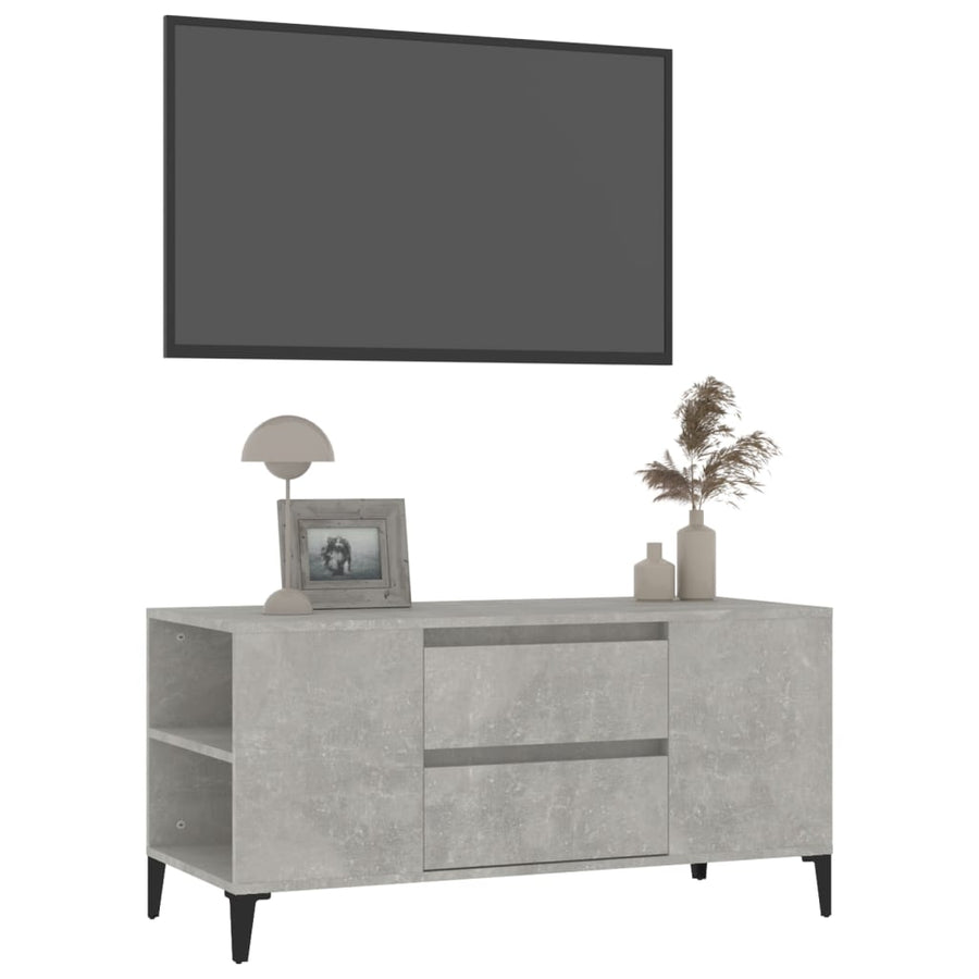 Tv-Meubel 02X44,5X50 Cm Bewerkt Hout Betongrijs