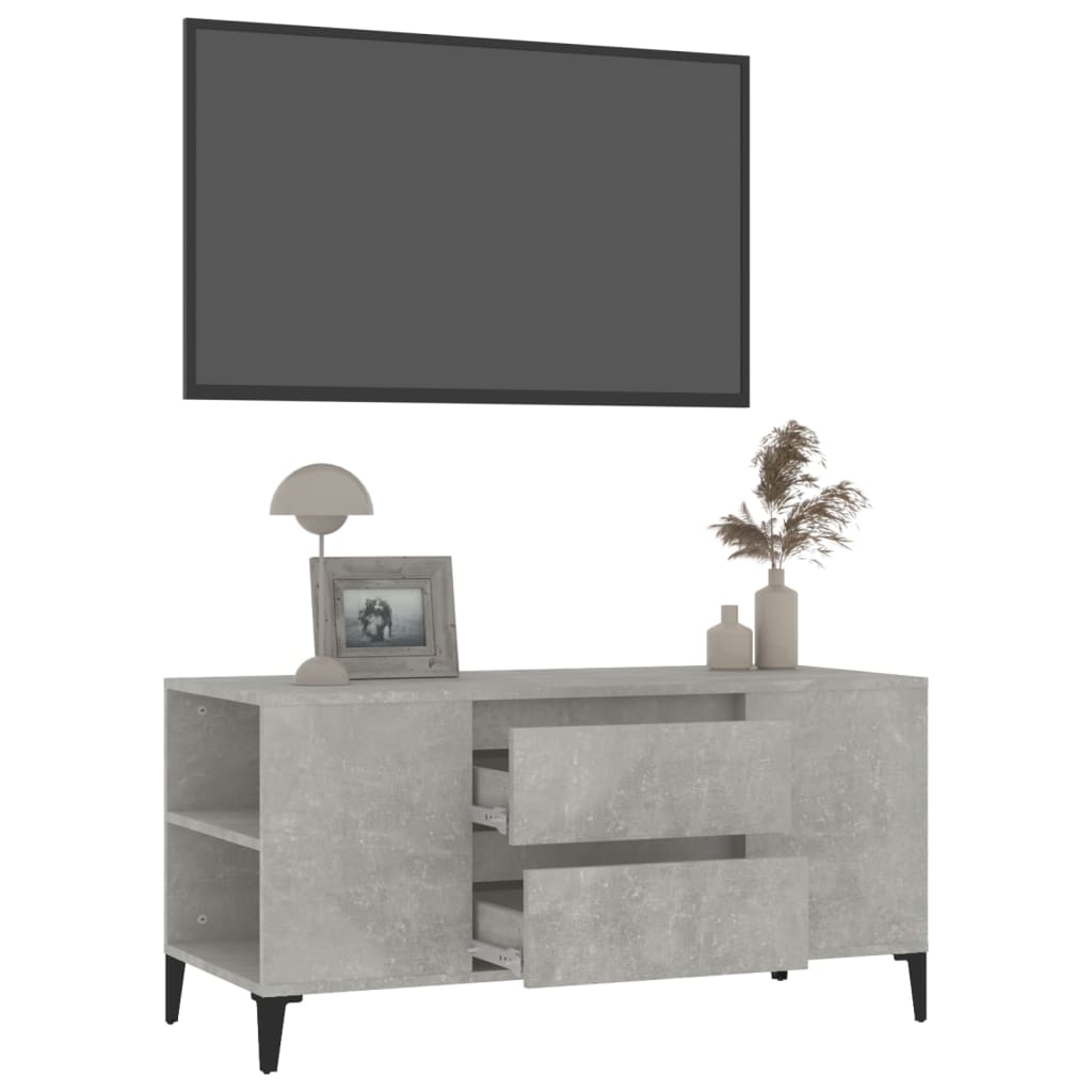 Tv-Meubel 02X44,5X50 Cm Bewerkt Hout Betongrijs