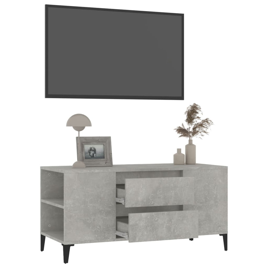 Tv-Meubel 02X44,5X50 Cm Bewerkt Hout Betongrijs