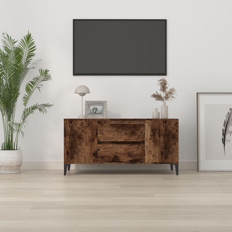 Tv-Meubel 02X44,5X50 Cm Bewerkt Hout Kleurig Gerookt eiken